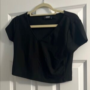 Black V-Neck Women's Top